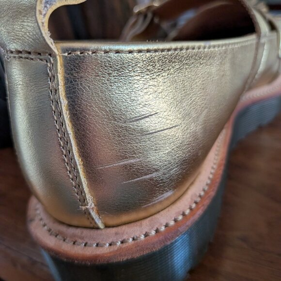 Dr Doc Martens Abril Mary Jane Loafer Tassel Kiltie Women's Size 8 Metallic Gold - Picture 7 of 7